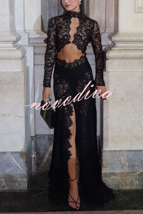 Dark Night Long Sleeve Stretch Maxi Dress